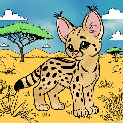 serval in a savanna