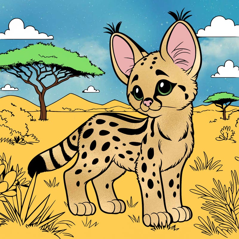serval in a savanna