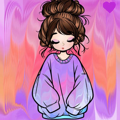 girl with baggy sweatshirt and messy bun