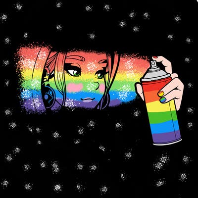 a realistic girl, spray painting