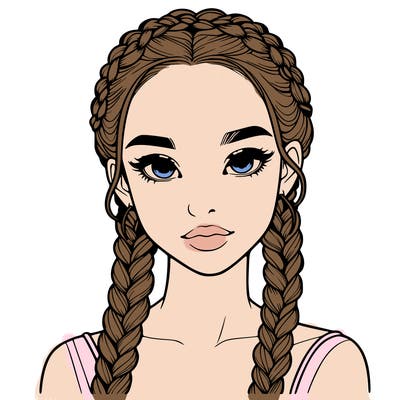 realistic girl with braids