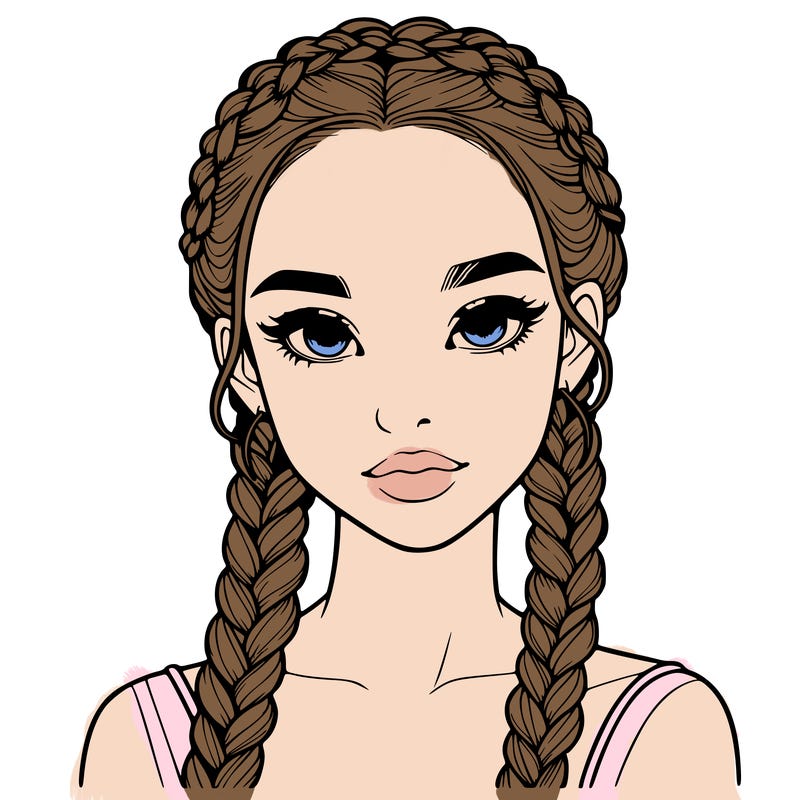 realistic girl with braids