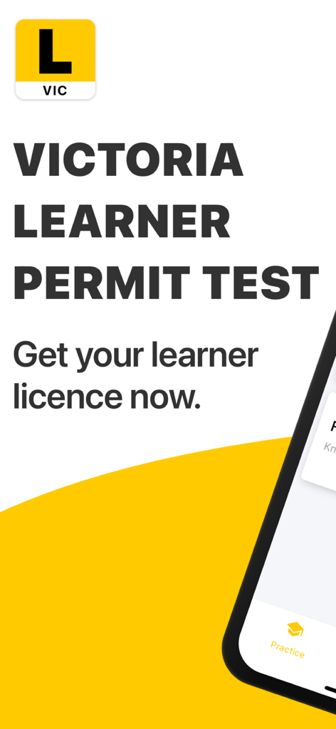 Victoria Learner Permit Test app screen for driving license practice