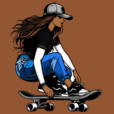 realistic girl skateboard rider