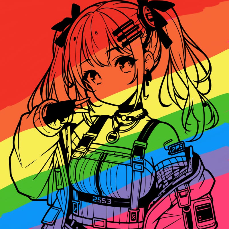 anime teen girl in cyberpunk outfit