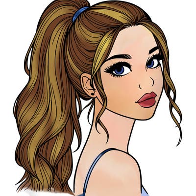realistic pretty girl with high pony tail