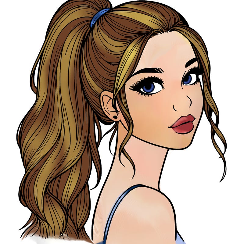 realistic pretty girl with high pony tail
