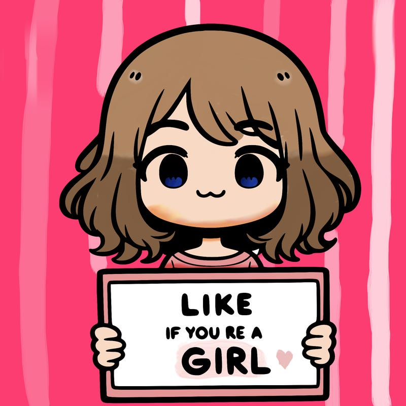a cute girl holding a sign that says like if you’re a girl
