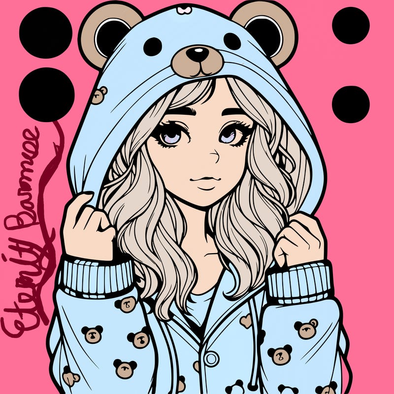 realistic girl in a animal pjs hoodie