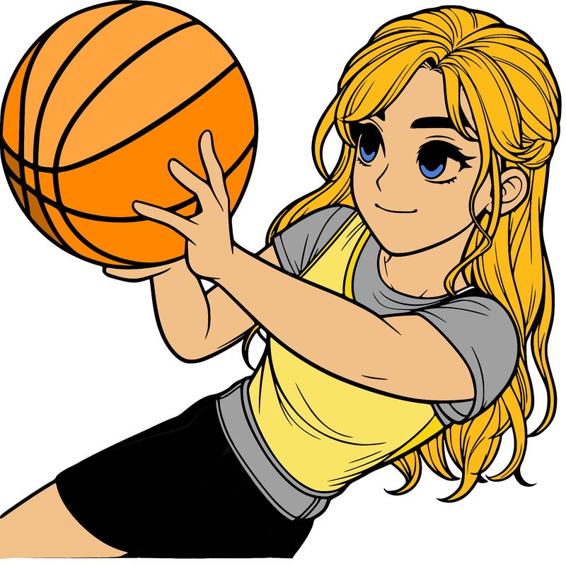 realistic girl playing basketball