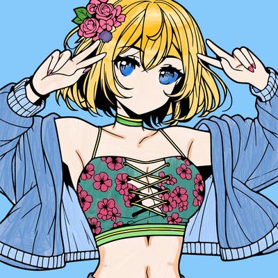 anime girl with crop top