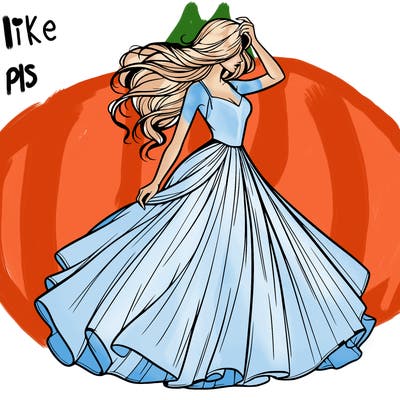 realistic woman with dress flowing in the wind