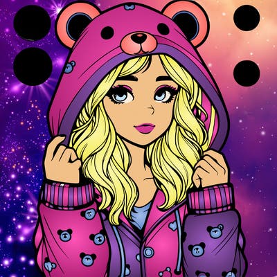 realistic girl in a animal pjs hoodie