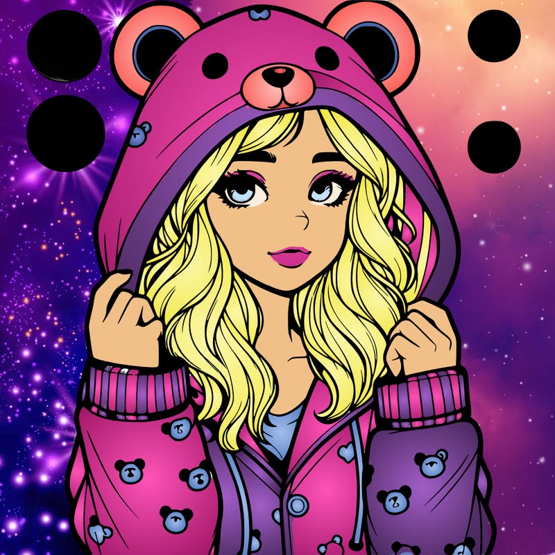 realistic girl in a animal pjs hoodie