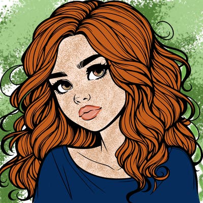 realistic girl with wavy hair on her hair