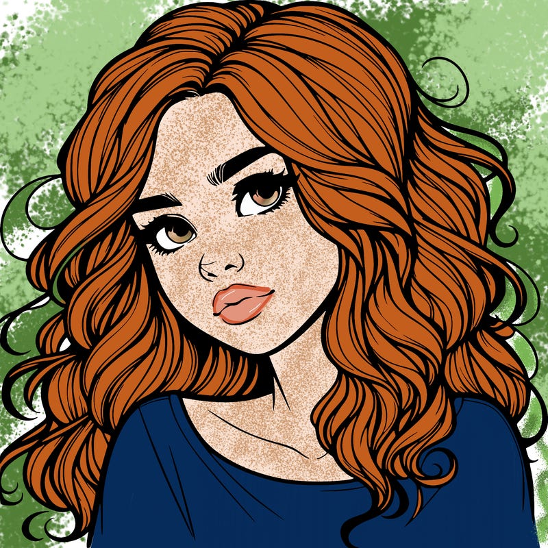 realistic girl with wavy hair on her hair