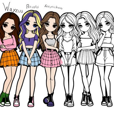 a group of girls realistic