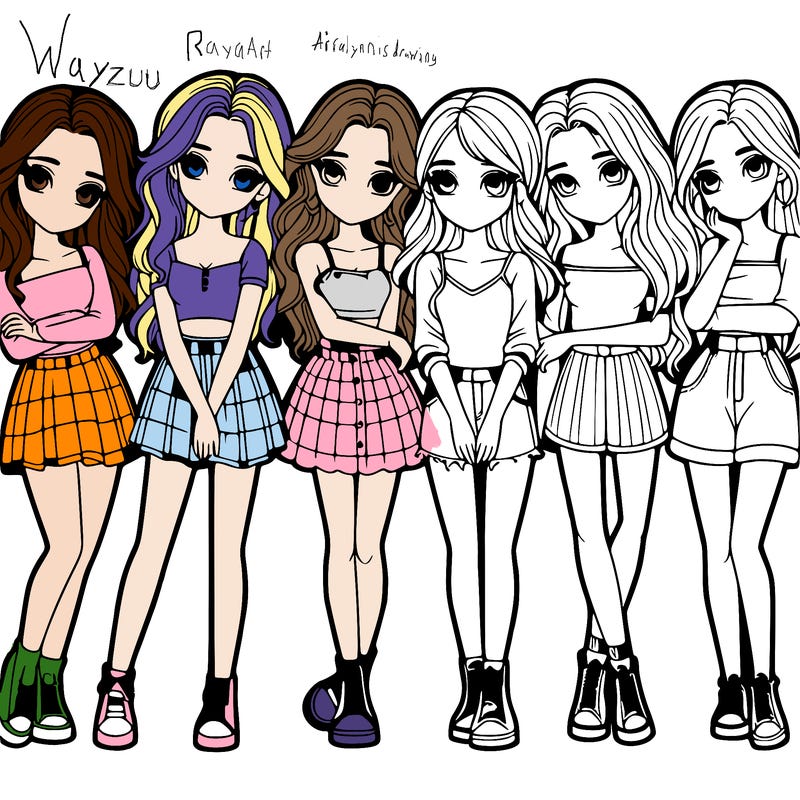 a group of girls realistic