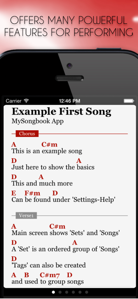 MySongbook - Lyrics and chords - Aplicativo MySongbook mostrando letras e cifras em uma tela de celular para músicos em performance