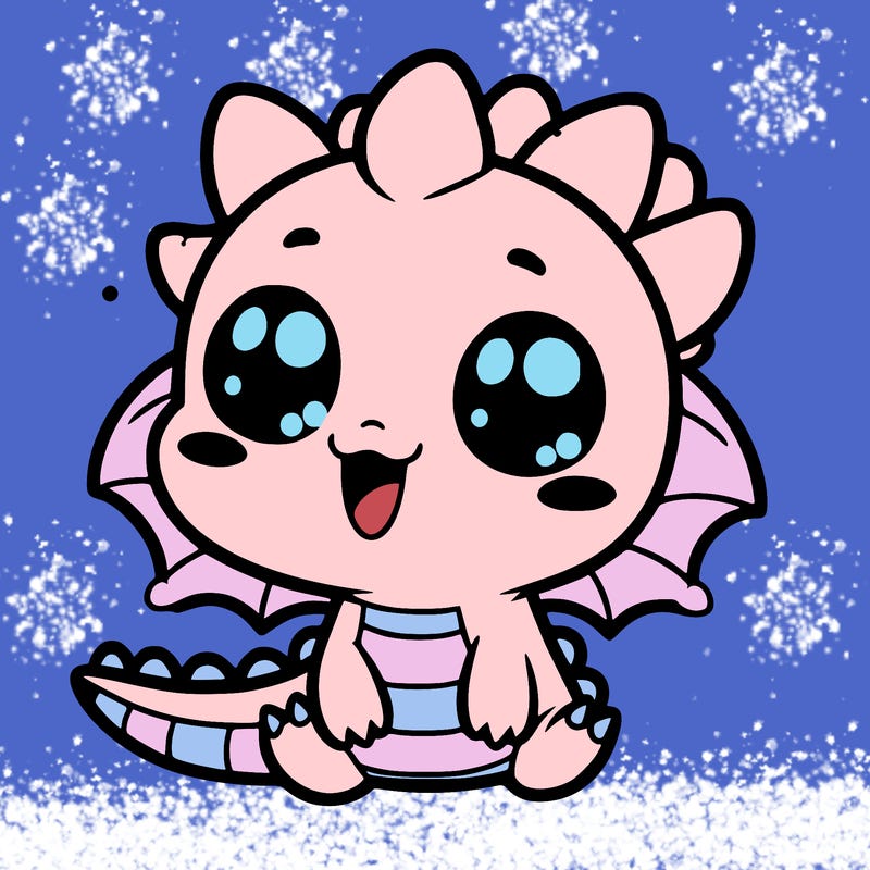 a kawaii-style cute dragon with a playful face.
