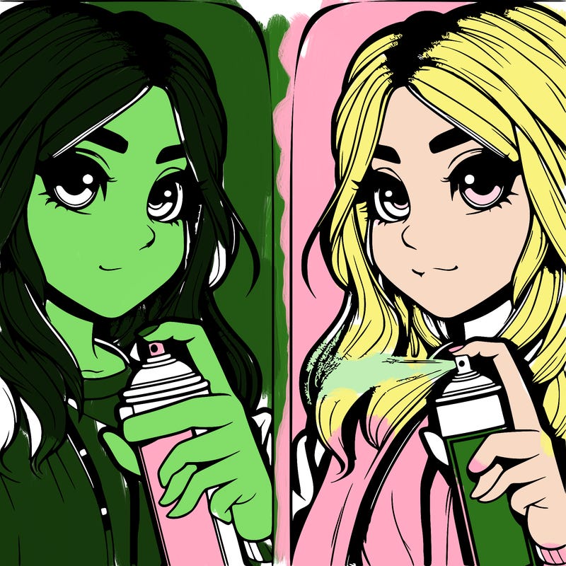 realistic girl, spray painting