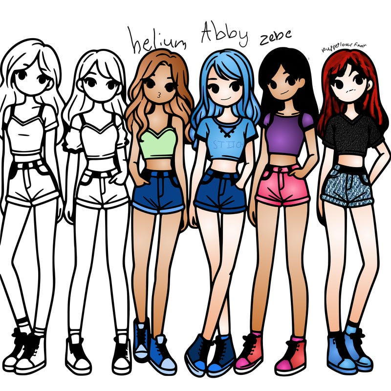 a group of girls wearing crop tops and shorts