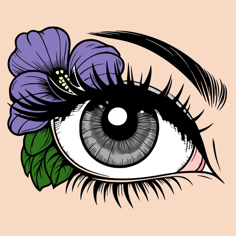 realistic eye with flower