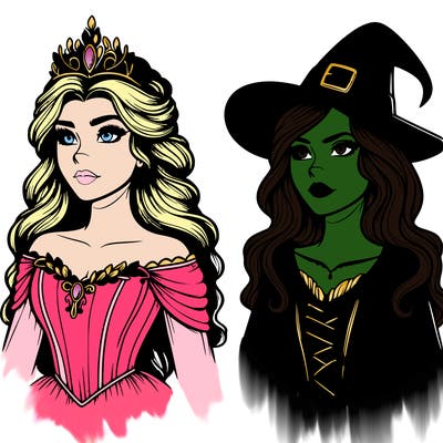 princess and witch realistic