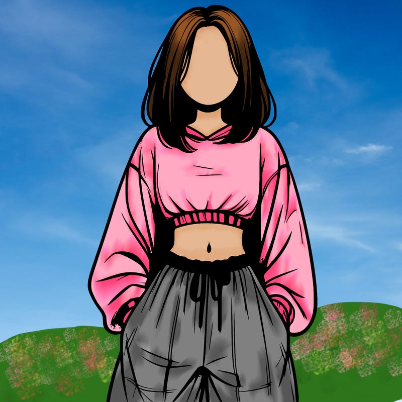 realistic girl faceless with baggy pants and a crop top