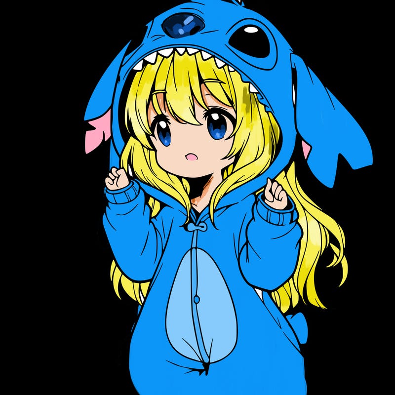 anime girl in a stitch onsie
