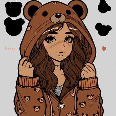 realistic girl in a animal pjs hoodie