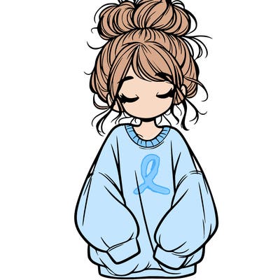 girl with baggy sweatshirt and messy bun