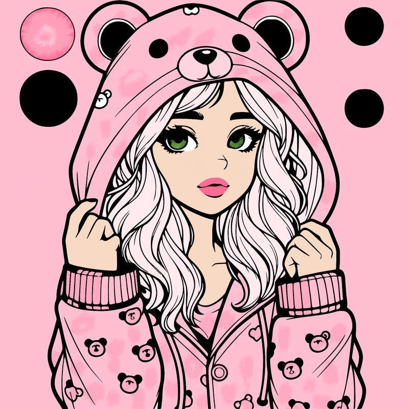 realistic girl in a animal pjs hoodie