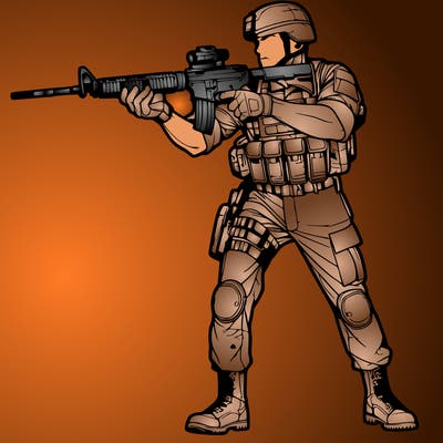 army man full body realistic with gun