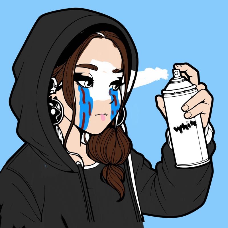 a realistic girl, spray painting