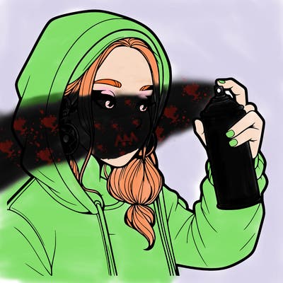 a realistic girl, spray painting