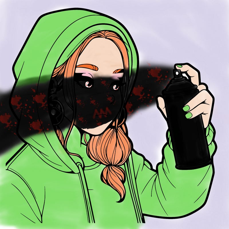 a realistic girl, spray painting