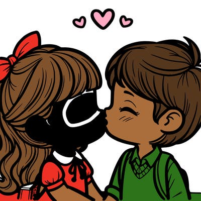 boy and girl kissing