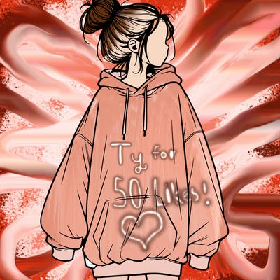realistic girl with a oversized sweatshirt on and a bun