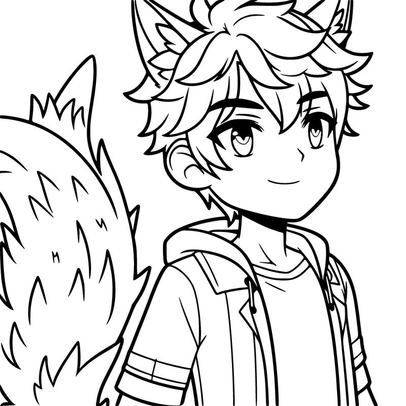 male with wolf tail and wolf ears