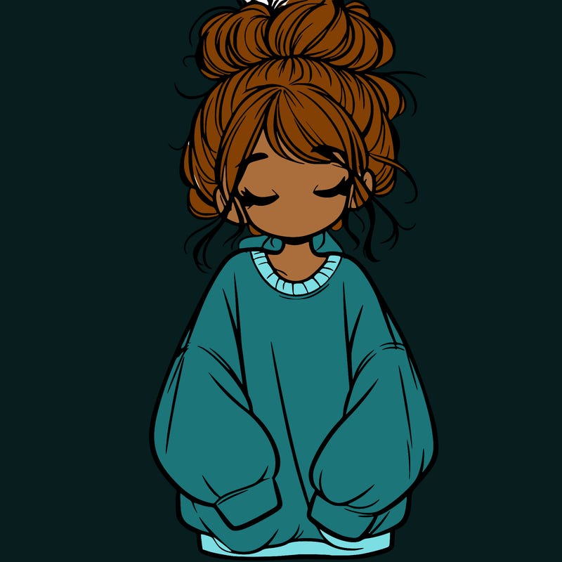 girl with baggy sweatshirt and messy bun