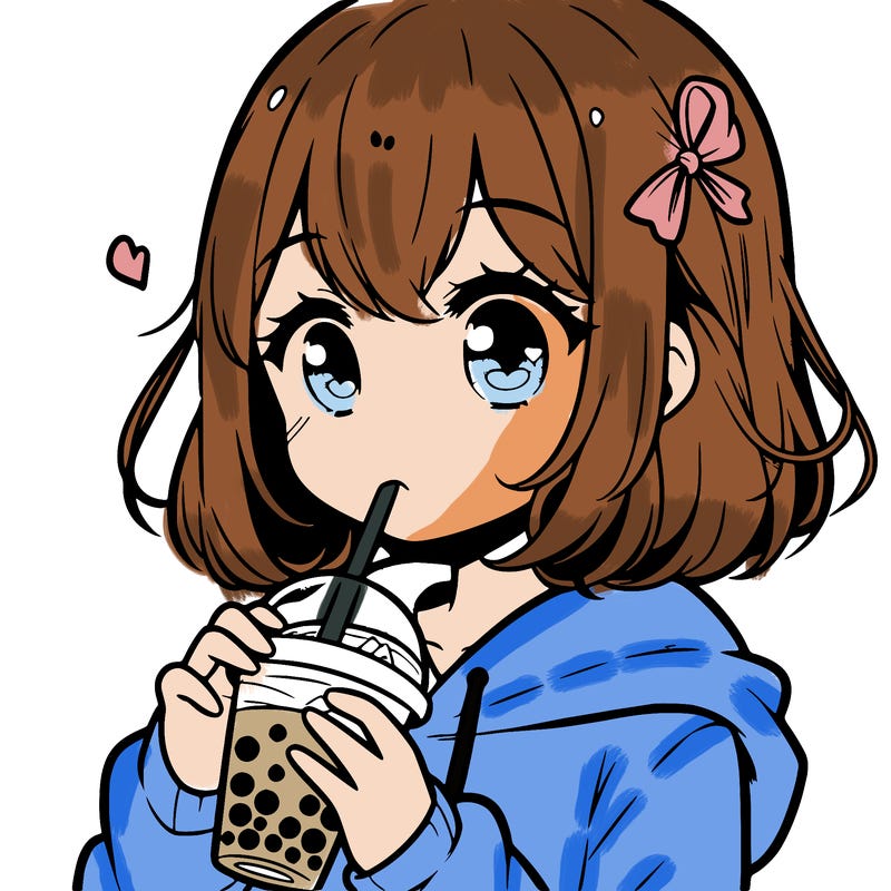 manga girl drink boba