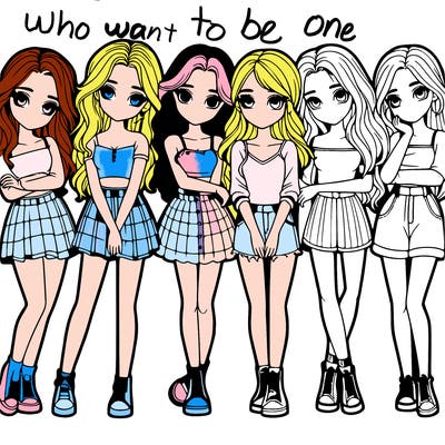 a group of girls realistic