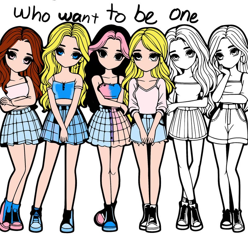 a group of girls realistic