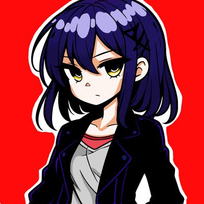 cool anime girl in a leather jacket