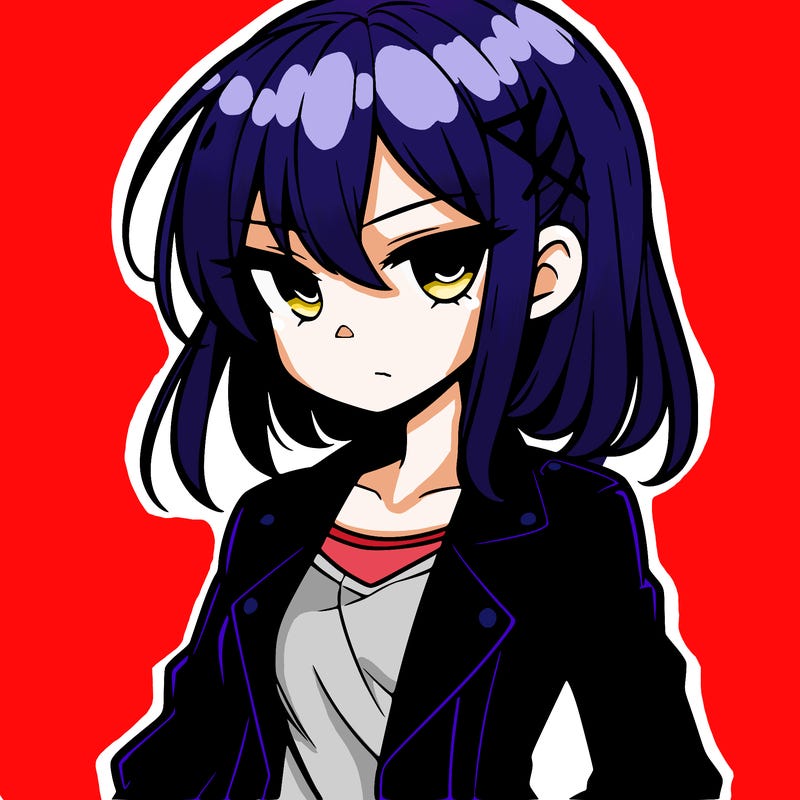 cool anime girl in a leather jacket