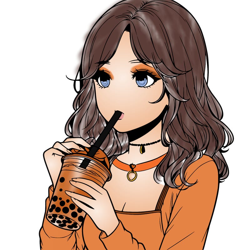 realistic girl drinking boba tea