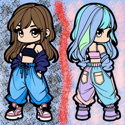 girl in crop top and baggy pants