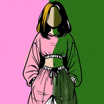 realistic girl faceless with baggy pants and a crop top