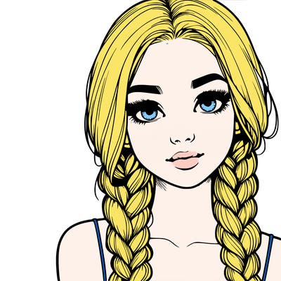 realistic girl with braids